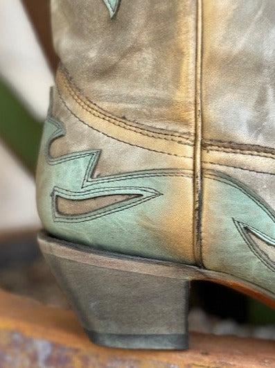 Corral Ladies Bone with Turquoise Eagle Overaly Tall Boot (A4302) - BLAIR'S Western Wear located in Marble Falls Tx.