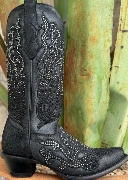 Corral Women's All black with Crystals Boot - C4100 - BLAIR'S Western Wear located in Marble Falls TX