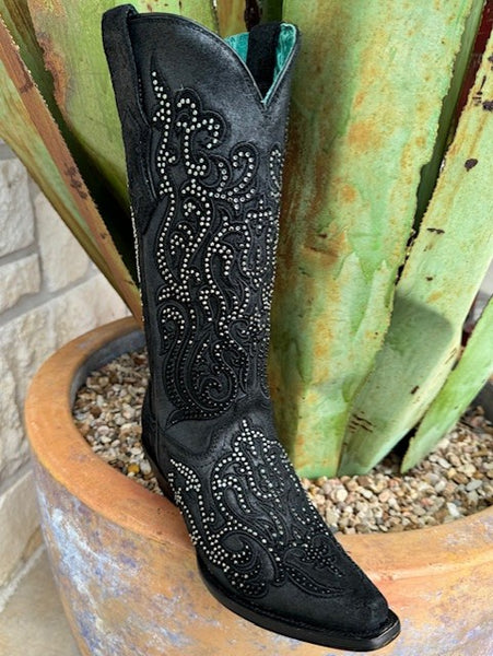 Corral Women's All black with Crystals Boot - C4100 - BLAIR'S Western Wear located in Marble Falls TX