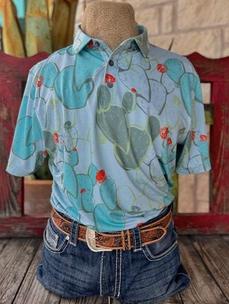 Men's Mint/Orange/Lime Raised by Coyotes Short Sleeve Pullover - NOPALITOS- BLAIR'S Western Wear loctaed in Marble Falls TX