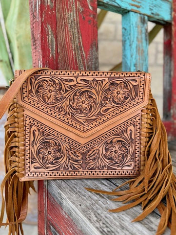 Natural Leather American Darling Wristlet ADBGF105A - Blair's Western Wear 