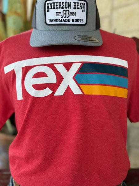 Unisex Red Tex shirt with Navy, Blue and Orange Stripes - TEXS5519 - BLAIR'S Western Wear located in Marble Falls TX