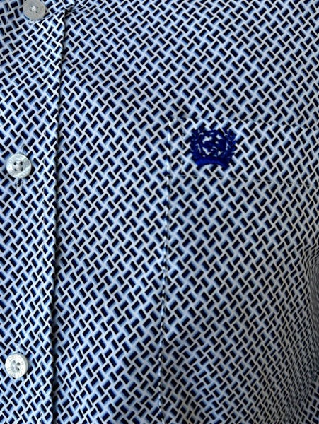 Men's Blue, Black and White Cinch Long Sleeve Button Down (MTW1105763) - BLAIR'S Western Wear located in Marble Falls TX