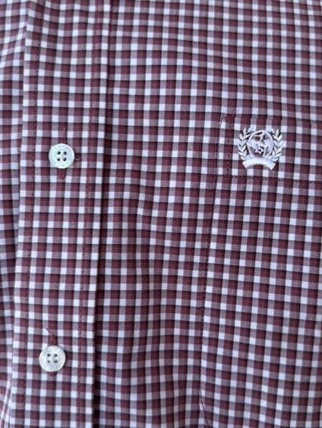 Men's Wine & White Checkered Cinch Long Sleeve Button Down - MTW1105712 - BLAIR'S Western Wear located in Marble Falls TX