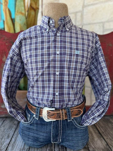 Men's Cinch Purple & Brown Plaid Long Sleeve - MTW1105740 - BLAIR'S Western Wear located in Marble Falls TX