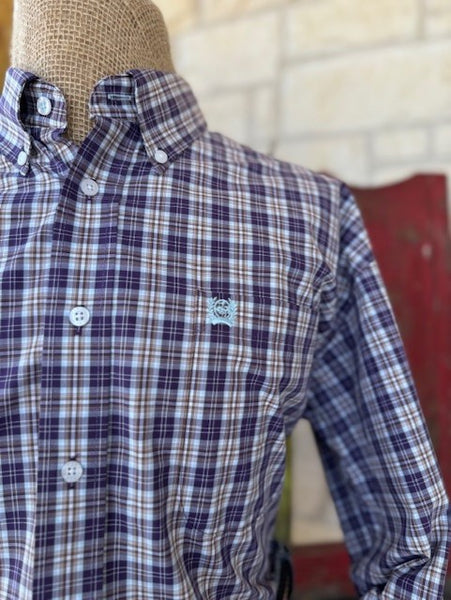 Men's Cinch Purple & Brown Plaid Long Sleeve - MTW1105740 - BLAIR'S Western Wear located in Marble Falls TX