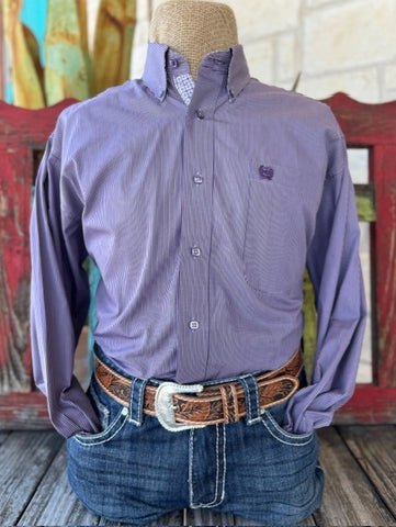 Men's Cinch  Purple & Lilac Striped Long Sleeve Button Down (MTW1105736) - BLAIR'S Western Wear located in Marble Falls TX