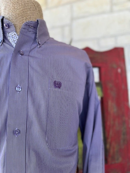 Men's Cinch Purple & Lilac Striped Long Sleeve Button Down (MTW1105736) - BLAIR'S Western Wear located in Marble Falls TX