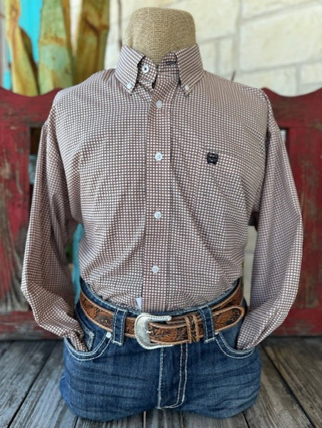 Men's Cinch Peach/Black Squared Long Sleeve - MTW1105783 - BLAIR'S Western Wear located in Marble Falls TX