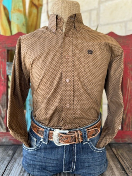 Men's Cinch Brown/Black Ovals Long Sleeve - MTW1105741 - BLAIR'S Western Wear located in Marble Falls TX