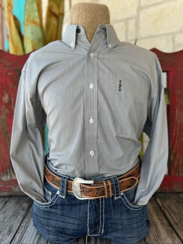 Men's Cinch Charcoal/White Striped Long Sleeve  - MTW1347102 - BLAIR'S Western Wear located in Marble Falls TX