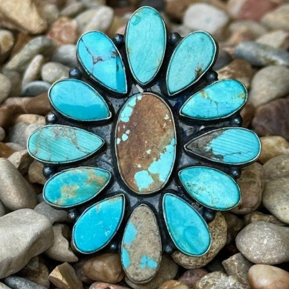 Turquoise Teardrop Flower Ring - ALRNGFL - BLAIR'S Western Western Wear located in Marble Falls TX 