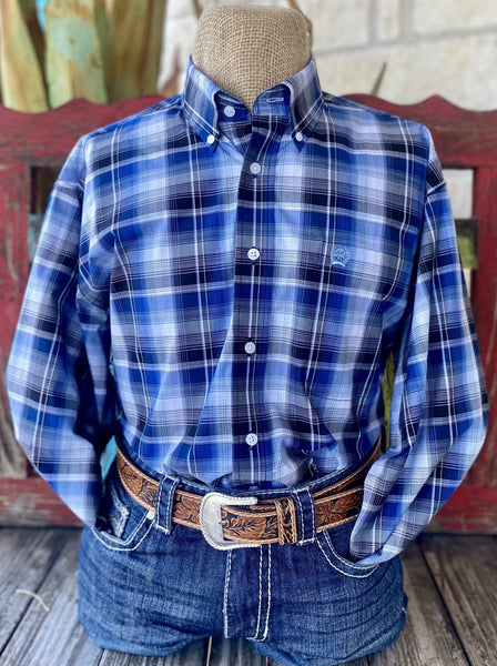 Black & Blue Plaid Men's Cinch Long Sleeve Button Up - MTW1105762 - Blair's Western Wear Marble Falls, TX