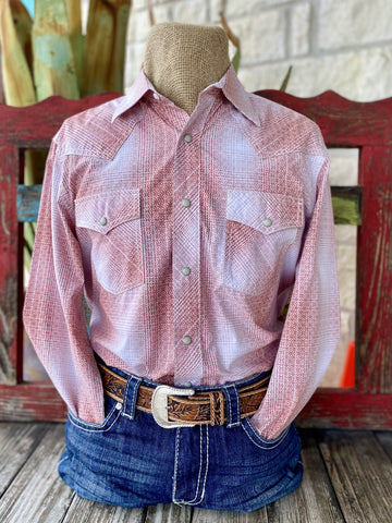 Brick & Natural Snap Men's Western Wrangler Long Sleeve Shirt - 112346603 - Blair's Western Wear Marble Falls, TX