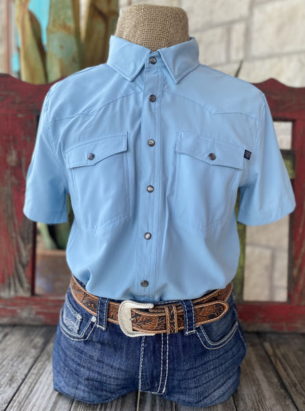 Men's Pan Handle Aqua Short Sleeve - BMN3S02400 - BLAIR'S Western Wear located in Marble Falls Tx