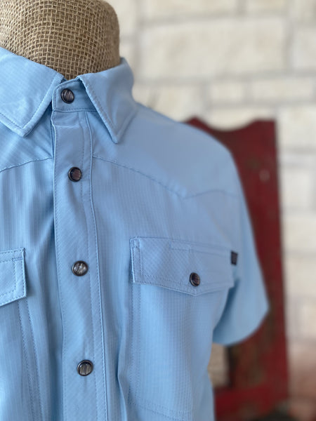 Men's Pan Handle Aqua Short Sleeve - BMN3S02400 - BLAIR'S Western Wear located in Marble Falls Tx