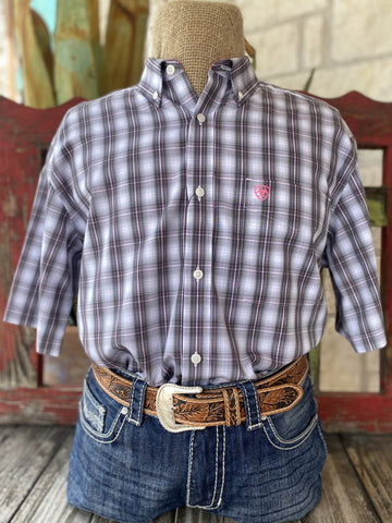 Men's Black/White/Pink Ariat Short Sleeve - 10051472 - BLAIR'S Western Wear located in Marble Falls TX