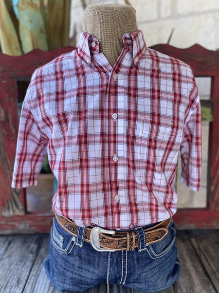 Men's Red Wrangler Short Sleeve - 112346242R - BLAIR'S Western Wear located in Marble Falls Tx