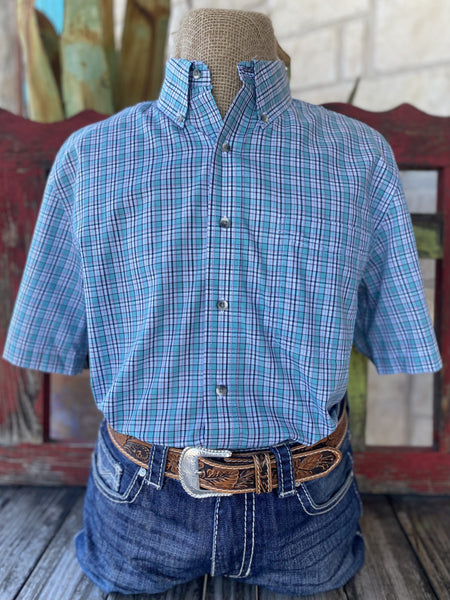 Men's Turquoise & Black Wrangler Short Sleeve - 112346243TQ - BLAIR'S Western Wear located in Marble Falls TX