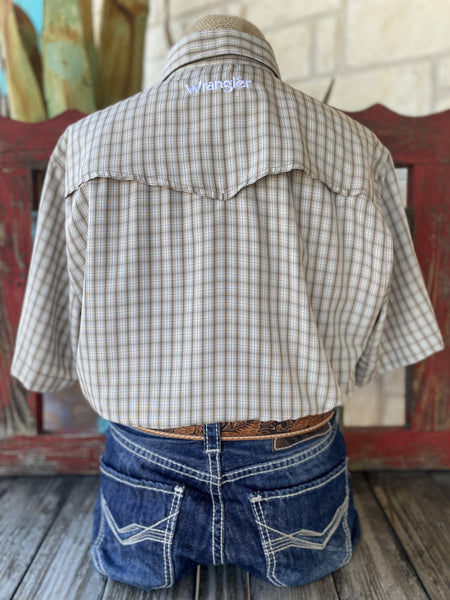 Men's Tan and Natural Wrangler Short Sleeve - 112344574 - BLAIR'S Western Wear located in Marble Falls Tx