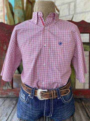 Men's Red, White, and Blue Ariat Short Sleeve - 10051278 - BLAIR'S Western Wear located in Marble Falls TX