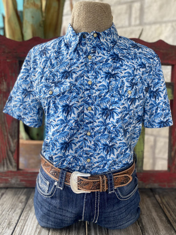 Men's Blue Tropical Rock N Roll Short Sleeve - BMN3S04228 - BLAIR'S Western Wear located in Marble Falls TX