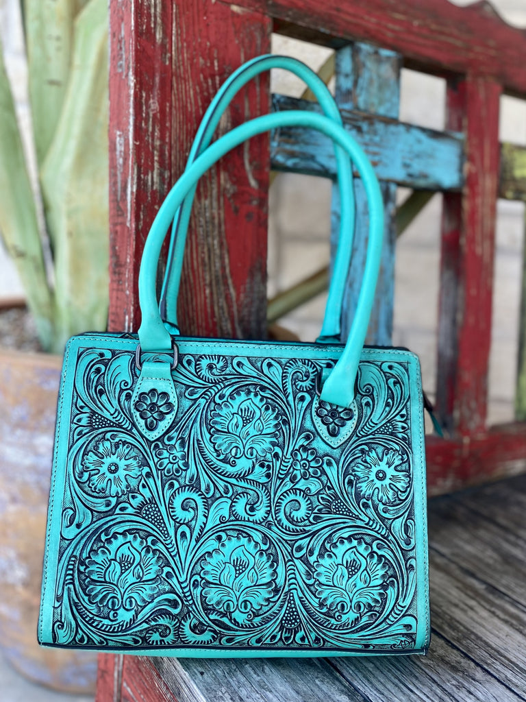 Turquoise Leather American Darling Purse ADBGZ732B - Blair's Western Wear Marble Falls, TX