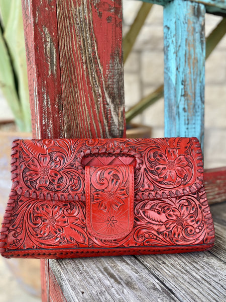 Red Leather American Darling Clutch / Purse ADBG1134I - Blair's Western Wear Marble Falls, TX