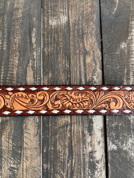 Ladies All Tooled Leather and Buckle Belt - ADBLF181 - Blair's Western Wear Marble Falls, TX