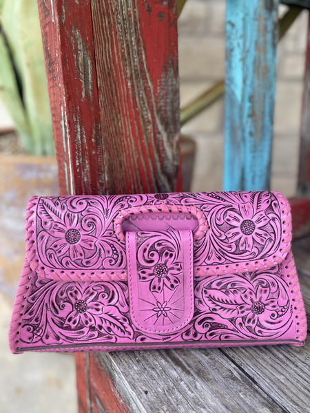 Pink Tooled American Darling Clutch / Purse ADBG1134C - Blair's Western Wear