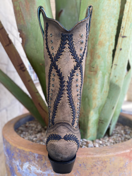 Corral Black/Brown Embroidery with Studs Women's Boot - Z5247 - BLAIR'S Western Wear located in Marble Falls Tx