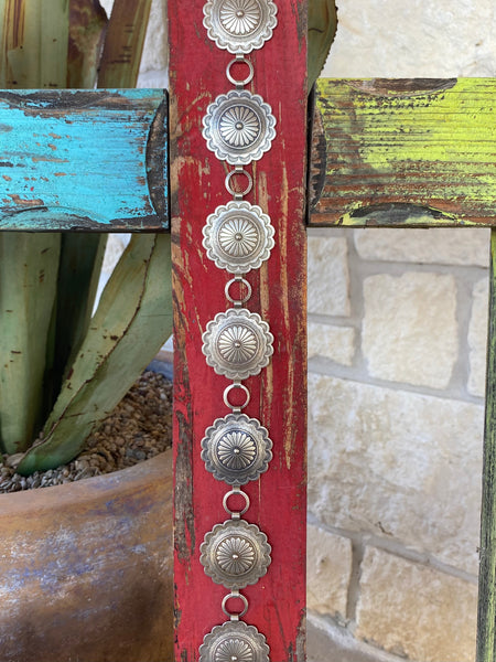 Ladies Silver Round Aztec Concho Belt - SWLGAZTDMD - Blair's Western Wear Marble Falls, TX 