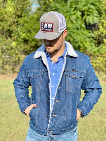 Denim & White Fleece Jacket - Blair's Western Wear Marble Falls, TX