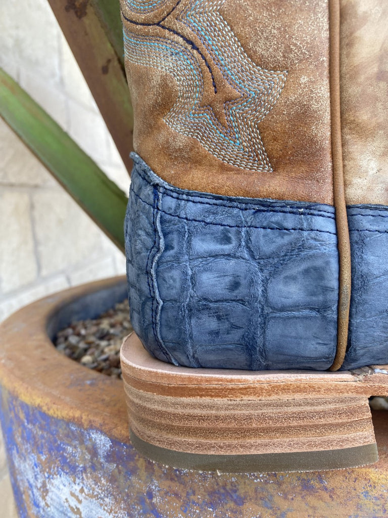 Blue alligator cowboy boots fashion