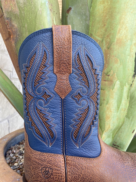 Men's Western Ariat Boot in Blue & Brown W/ Vented Shaft - 10040238 - Blair's Western Wear Marble Falls, TX