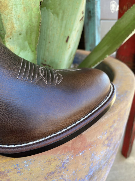 Men's Western Ariat Boot in Blue & Chocolate W/ Round Toe - 10038366 - Blair's Western Wear Marble Falls, TX