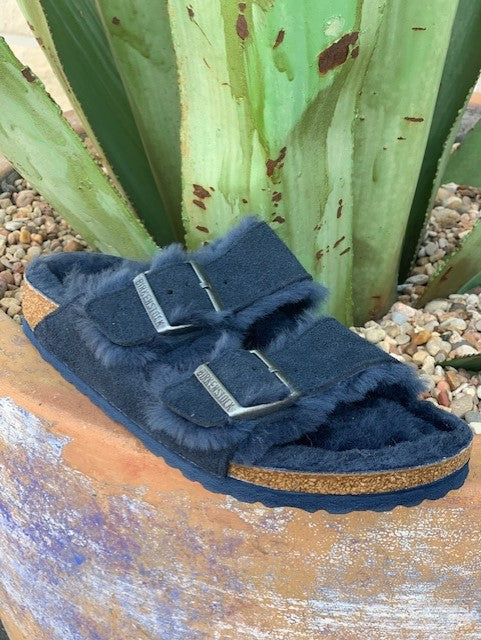 Birkenstock Arizona Fur – Sandals Wear & Western Boutique - Blair\'s Navy Shearling 1014241